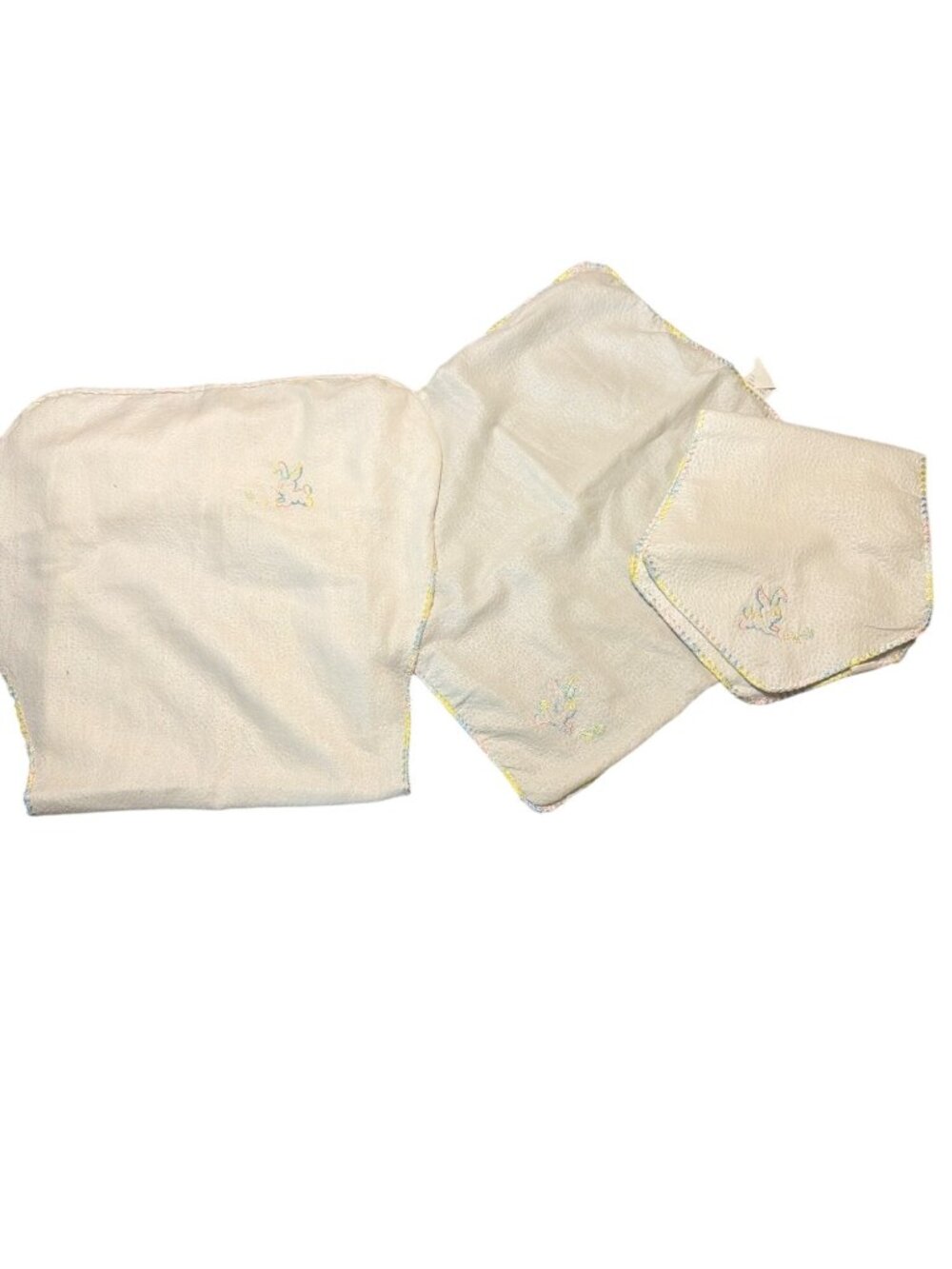 Vintage Tiny Tots Infant Layette Set Embroidered Bunny Rainbow Flame Retardant